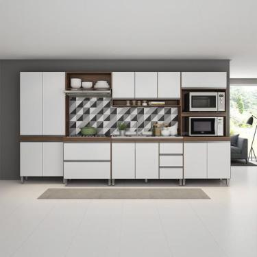 Imagem de Cozinha Modulada com Balcão Pia Armário Paneleiro Sabrina 360x202Cm 6 