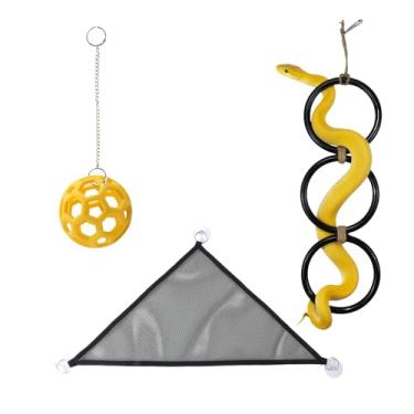 Imagem de NZELSW Brinquedos de enriquecimento de cobra e rede de répteis, brinquedos de bola de cobra com corrente suspensa, anéis de escalada para exercício, habitats de cobra enriquecidos são ideais para