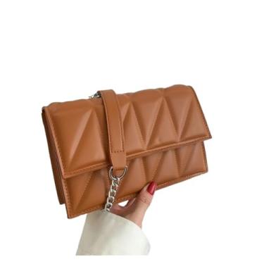 Imagem de MURVE Bolsa de ombro feminina moderna com alça de corrente e alça transversal para mulheres, Café, One Size