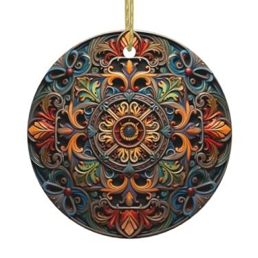 Imagem de Medalhão de cerâmica de Natal com várias estampas, pendurado, pingentes de porcelana, decoração criativa de Natal