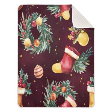 Imagem de Blueangle Meias de Natal Cobertores de bebê para berço, soneca, 76 x 101,6 cm, quentes, aconchegantes, macios, cobertores unissex para meninos, meninas, crianças, bebês (577)