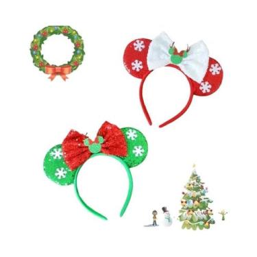Imagem de Tiara De Natal Mickey Mouse Com Orelhas De Flor De Neve, Acessórios De