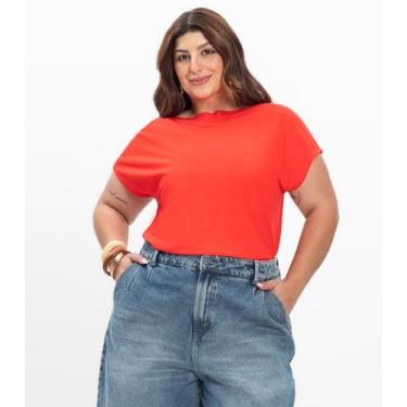 Imagem de Blusa Manga Curta Feminina Plus Size Secret Glam Laranja, Plus G1, Lar