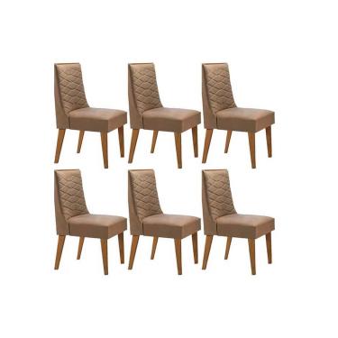 Imagem de Kit 6 Cadeiras Sala Jantar Dafne 6 Un Madeira Capuccino/Linho Capuccino - Rufato