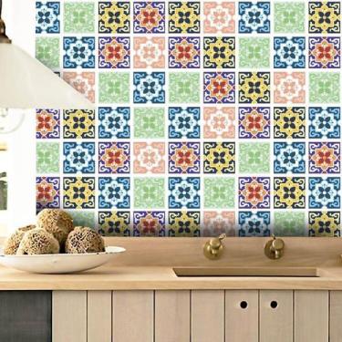 Imagem de Adesivo Destacável Azulejo para Cozinha Berga Coral - TaColado, 20 x 2