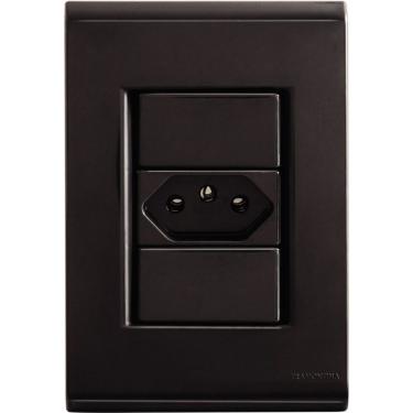 Imagem de Conjunto 4x2 Tramontina Liz Grafite 1 Tomada 2p+t 10a~250v