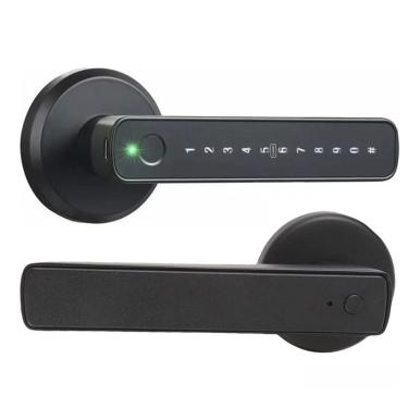 Imagem de Fechadura Digital Eletronica Bluetooth App Biometria Senha Chave Cartao Porta Maçaneta Inteligente Segurança Casa Comercio