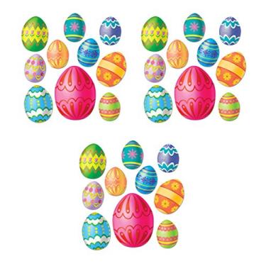 Imagem de Beistle Recortes de ovos de Páscoa, 30 peças – Decorações de papel coloridas sortidas com tema de primavera