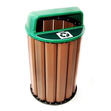 Imagem de Lixeira Coleta Seletiva 82cm 94L em Madeira Plástica In Brasil com Tampa Verde