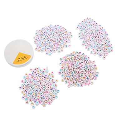 Imagem de Miçangas de letras redondas, miçangas de letras coloridas de cores brilhantes com aparência requintada para pulseiras de nome para fabricação de joias