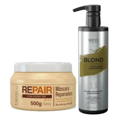 Imagem de Forever Liss Mascara Repair 500G + Wess Blond Shampoo 500ml - Forever/
