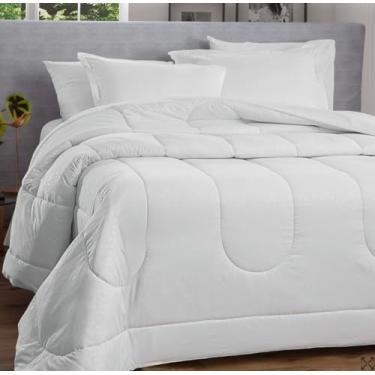 Imagem de Edredom Casal Prime 200 Micropercal Embossed Branco Toque de Pessego Queen King 2.40x2.60 Antialérgico