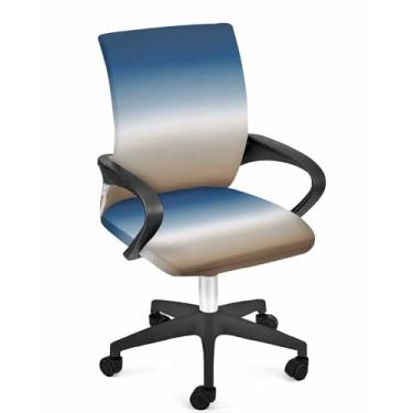 Imagem de Capa para cadeira de escritório, cáqui azul gradiente, ajuste elástico, capa para cadeira de computador, capa removível para cadeira de escritório, 1 peça, pequena
