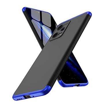 Imagem de LEMAXELERS Capa para Redmi Note 12 4G. Capa ultrafina de corpo inteiro, premium, fina, à prova de choque, capa de plástico rígido antiarranhões para Xiaomi Redmi Note 12 4G. 3 em 1 preto azul AR