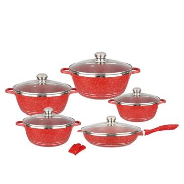 Imagem de BBRILLI Conjunto de 12 Peças Panelas e Frigideiras Antiaderentes Vermelhas