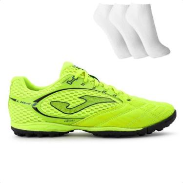 Imagem de Chuteira Futebol Society Joma Liga 5 + 3 Pares de Meias, 42, Verde lim
