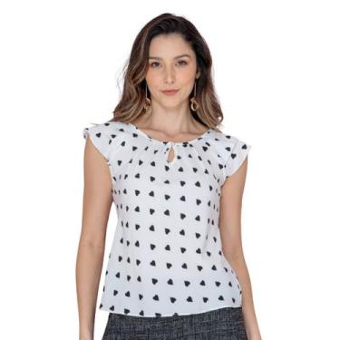 Imagem de Blusinha Feminina Social Crepe Estampa Coração - Look Modas Octavio, B
