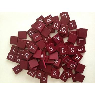 Imagem de Maroon Wood Scrabble Tiles Set 100 Tiles ~ Game Replacement, Scrapbooking, Crafts, Messages, Etc.