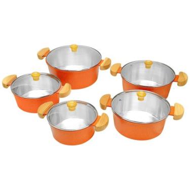 Imagem de Jogo panela caçarola alumínio fundido laranja tp vidro(lunna) - Arteco