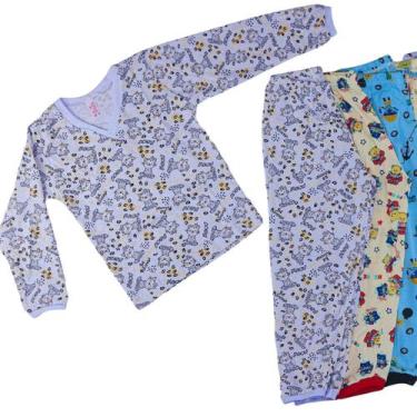 Imagem de Kit 4 Roupa De Dormir Pijama Menino Longo Juvenil Conjunto Estampado 6