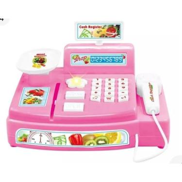 Imagem de Caixa Registradora Infantil- Cartão Moedas Maquina Dinheiro as meninas