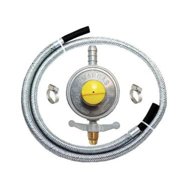 Imagem de Mangueira Gás 1,2 Mt Aço E Regulador Registro Click 2kg/h - IMAR