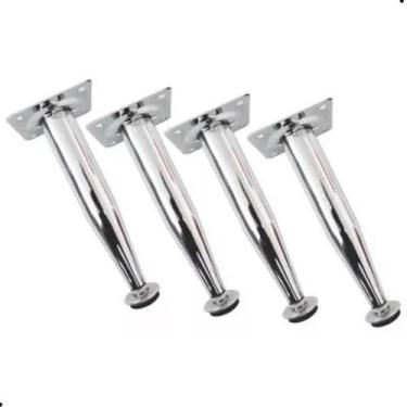 Imagem de 4 Pé Cônico Para Móveis 15cm 150mm Regulável Cromado - Jomarca