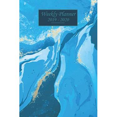 Imagem de Weekly Planner 2019-2020: Monthly Schedule - 1 week at a glance - Calendar Checklists & Notes Daily To Do’s Academic Organizer Notebook Agenda ... Acrylic Colors Watercolors Blue Turquoise