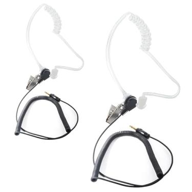 Imagem de HYSHIKRA Fone de ouvido de vigilância de 3,5 mm, fone de ouvido de tubo acústico para transceptor de amador Walkie-talkies, acessórios de microfone de alto-falante de rádio (plugue de 180°/2 unidades)