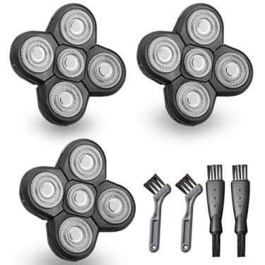Imagem de Carreuty 3 peças de lâminas de substituição para barbeador de cabeça Freebird, 5 lâminas universais de substituição para barbeador elétrico, cabeça e rosto carecas, preto