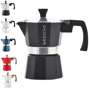 Imagem de GROSCHE Milano Moka Pot, Máquina de Espresso de fogão, Máquina de Café Greca, Cafeteira de Fogões e cafeteira para cafeteira de café, Preto, 3 cup
