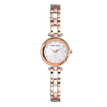Imagem de Anne Klein Relógio feminino de alta qualidade com detalhes em cristal rosa dourado e pulseira aberta