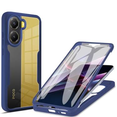 Imagem de Ysnzaq Capa transparente para Xiaomi Poco X7 Pro, [protetor de tela embutido] Proteção total de 360° PC rígido e TPU macio à prova de choque para Xiaomi Poco X7 Pro QB Azul