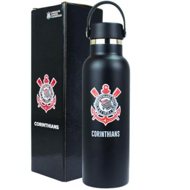 Imagem de Garrafa Garrafinha Squeeze Térmica 500ml Aço Inox Academia Passeio Viagem Corinthians Oficial