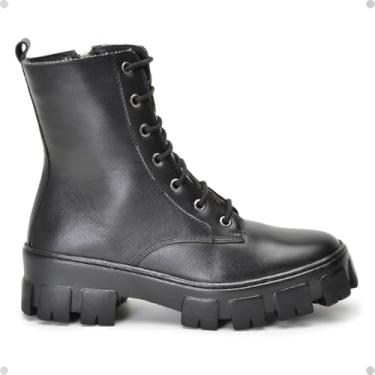Imagem de Coturno Casual Feminino Com Sola Tratorada Cano Medio (Preto, BR, Adulto, Numérico, 33)