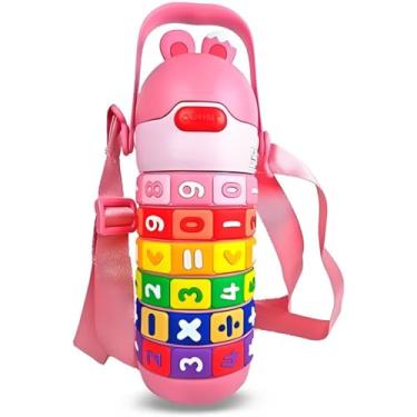 Imagem de Garrafa Térmica Infantil Suco Água Aço Inox 430ML Garrafa Educativa Tabuada Números Mantém 12h Quente e Gelado Design Infantil Livre de BPA Parede Isolamento Térmico (Rosa)