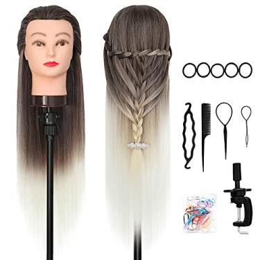 Imagem de Cabeça de manequim DANSEE 66-71 cm, cabeça de manaquim, manaquim, cosmetologia, cabeça de boneca, cabelo 100% fibra sintética com conjunto de tranças DIY + grampo de mesa grátis