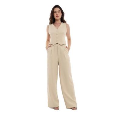 Imagem de Conjunto Feminino Calça e Colete Alfaiataria, Poliéster com Elastano, 