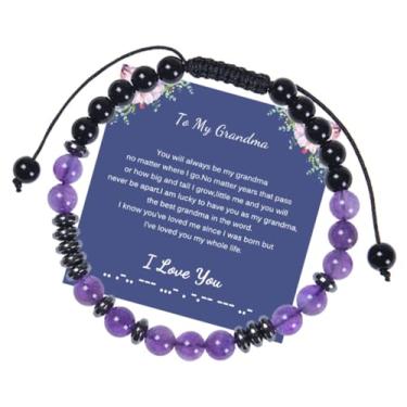 Imagem de AZFEIYA Pulseiras femininas com código Morse Bonus Mother Hematita Natural Lava Stone Bead Pulseira Ajustável Ametista Trançada Joias Inspiradoras para Mulheres, Irmãs, Senhoras, Large, Cristal, Sem