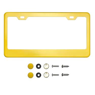 Imagem de Moldura de placa de licença de aço inoxidável T304 – Acabamento polido espelhado 8K, resistente à ferrugem, design fino, ajuste universal, inclui tampas de parafuso, arruelas e parafusos de aço
