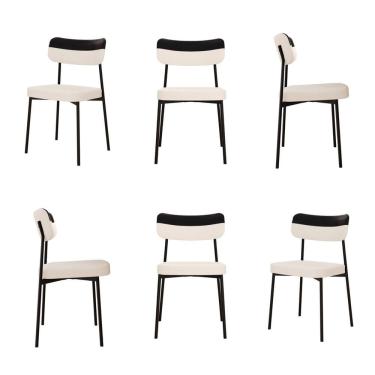 Imagem de Kit com 6 Cadeiras para Sala de Jantar Mona Yescasa Palha/Preto