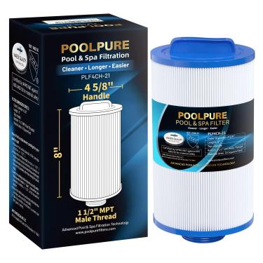 Imagem de POOLPURE Filtro de spa 4CH-21 substitui PTL18P4, PA13, PA17, 4CH-21, PDM25P4, Filbur FC-0121, 20245-238, PVT-25N, Baleen AK-9003, SD-00845, parafuso de 18 m² fino macho (18 m²) 1/5. 1 cm MPT) Filtro