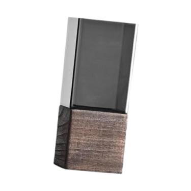 Imagem de Fenteer Vaso de flores cilíndrico, vaso de flores, arranjos florais, base de madeira, decorativo para lareira, mesa central para casa, 10cmx25cm