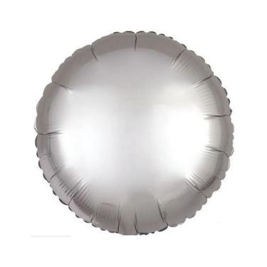 Imagem de Balão de Festa Metalizado 20" 50cm - Redondo Cromado Platinum - 01 Uni