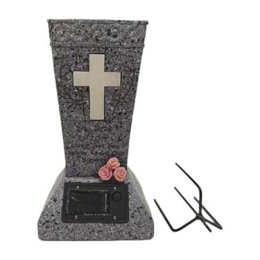 Imagem de Bothyi Vaso solar para cemitério com LED, decoração para sepultura, presentes memoriais, lembrança para flores frescas/artificiais, vaso para lápide