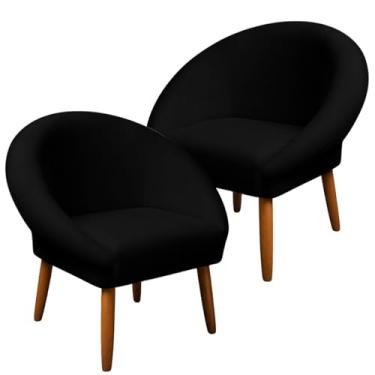 Imagem de Jogo 2 Poltronas para Sala de Estar Moderna Aconchegante Tecido Veludo MOBLAN decor (Preto)