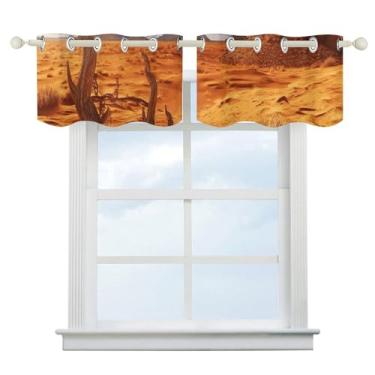 Imagem de Cortina blackout do deserto ocidental, cortinas de janela curta, escurecimento de quarto, isolamento térmico, para cozinha, sala de jantar, quarto, 2 painéis 132 x 46 cm
