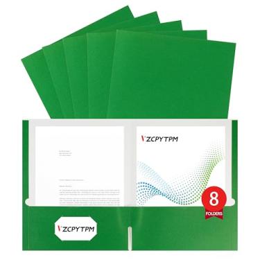 Imagem de 8 pacotes de pastas verdes de dois bolsos, tamanho carta de pasta de arquivo, 21 x 28 cm para escritório, escola e casa, pasta de arquivos organizadora