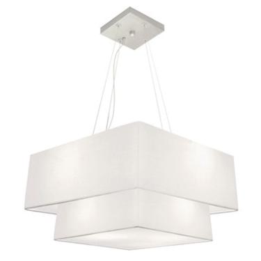 Imagem de Lustre Pendente Duplo Quadrado Vivare Md-4066 Cúpula em Tecido 50x35cm Branco - Bivolt
