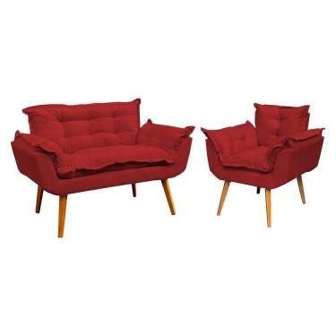 Imagem de Kit Namoradeira Manicure + Poltrona Decorativa Para Sala Recepção Consultório Alice Suede